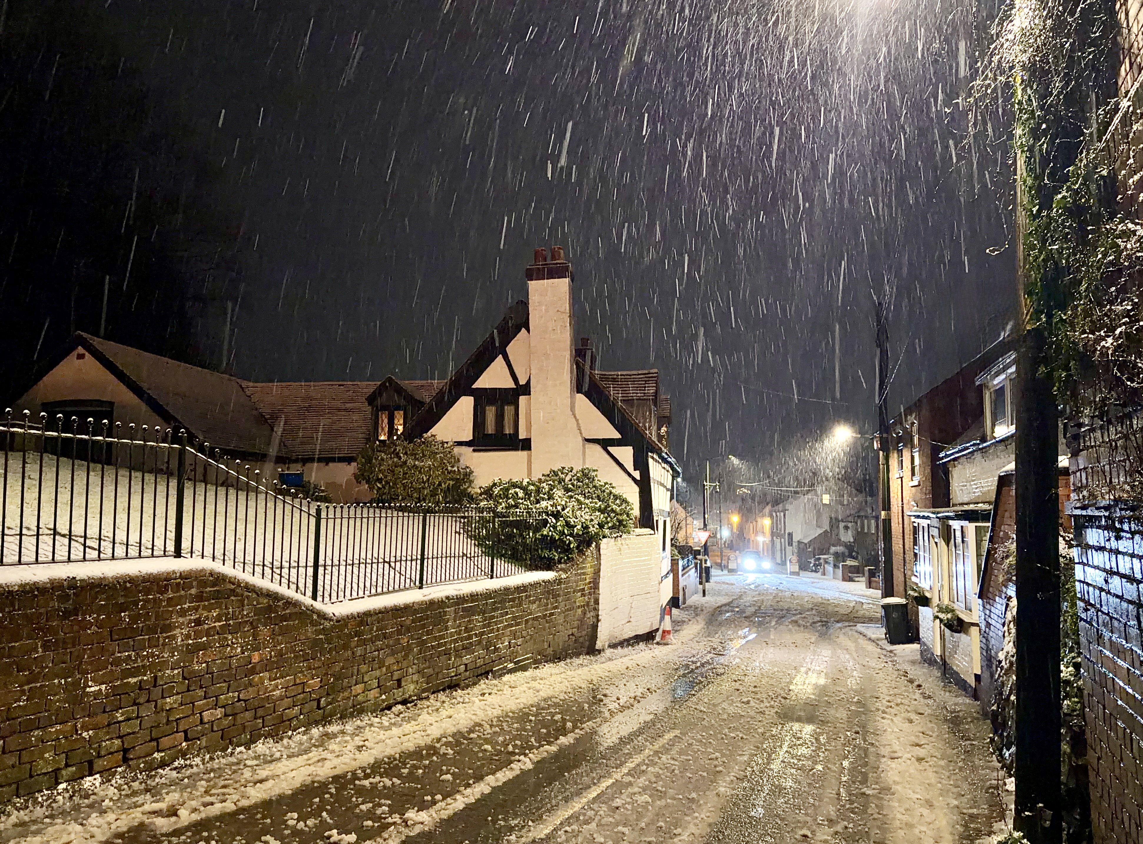 Wintry evening looking down Church Hill